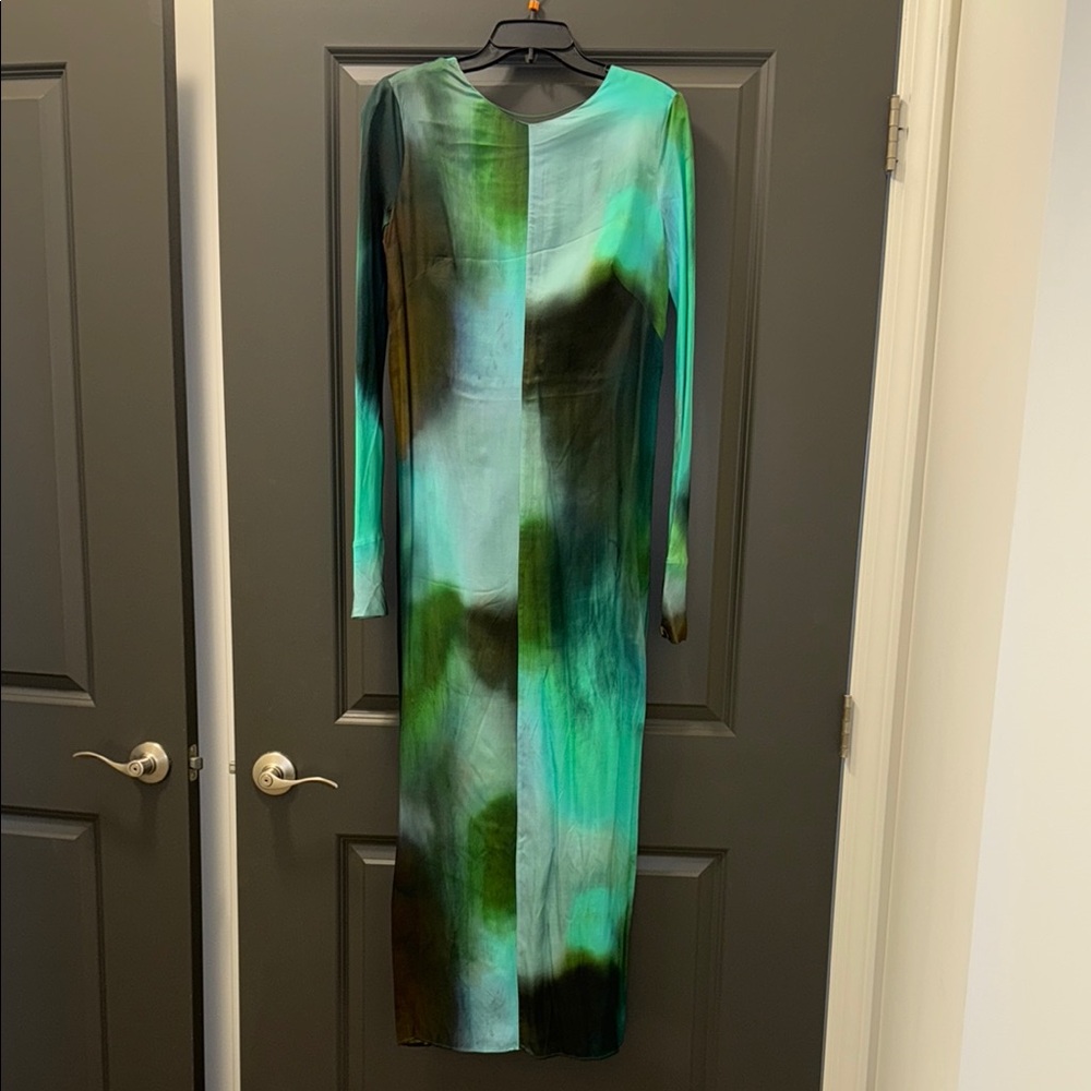 Massimo Dutti Green and Black Sheath Dress for Cocktail